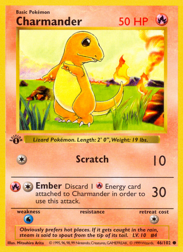 Charmander 46 Base 1999 Pokemon Card