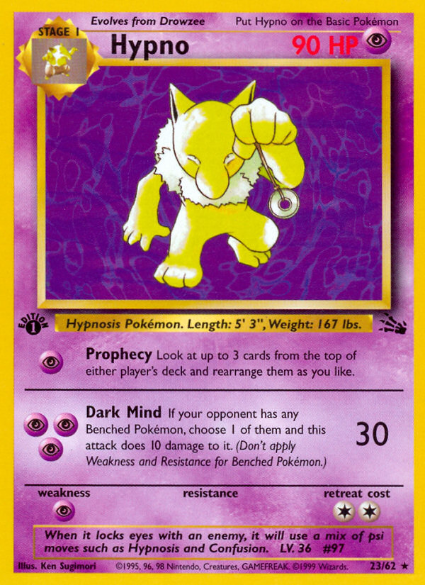 Hypno 23 Fossil 1999 Pokemon Card