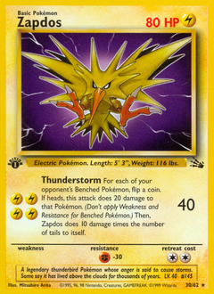 Zapdos card for Fossil