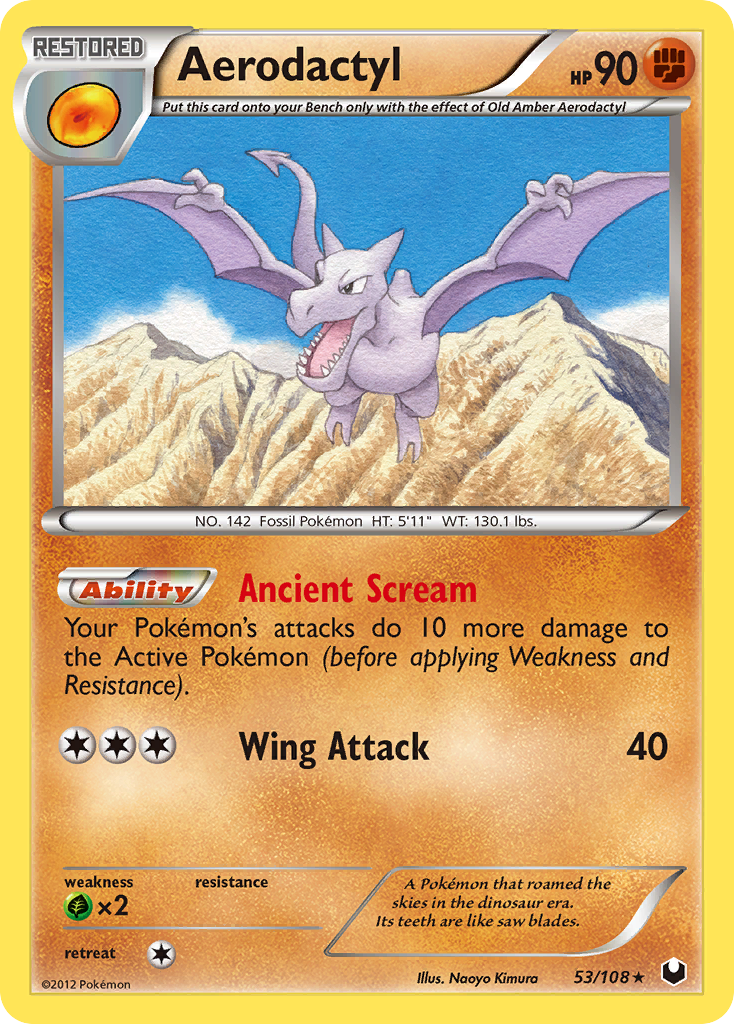 AERODACTYL 53/108 REVERSE HOLO FOIL RARE Pokemon Card