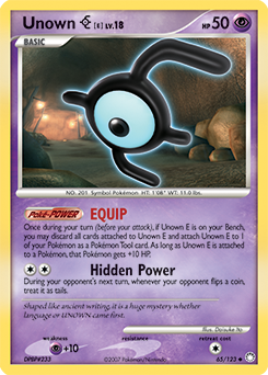 Unown E card for Mysterious Treasures
