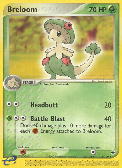 Breloom 16/109 [reversed holofoil] Pokémon kaart