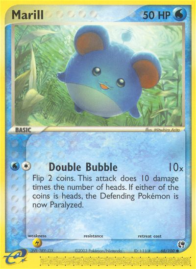 Marill (68/100) Pokémon kaart