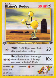 Blaine’s Doduo card for Gym Challenge