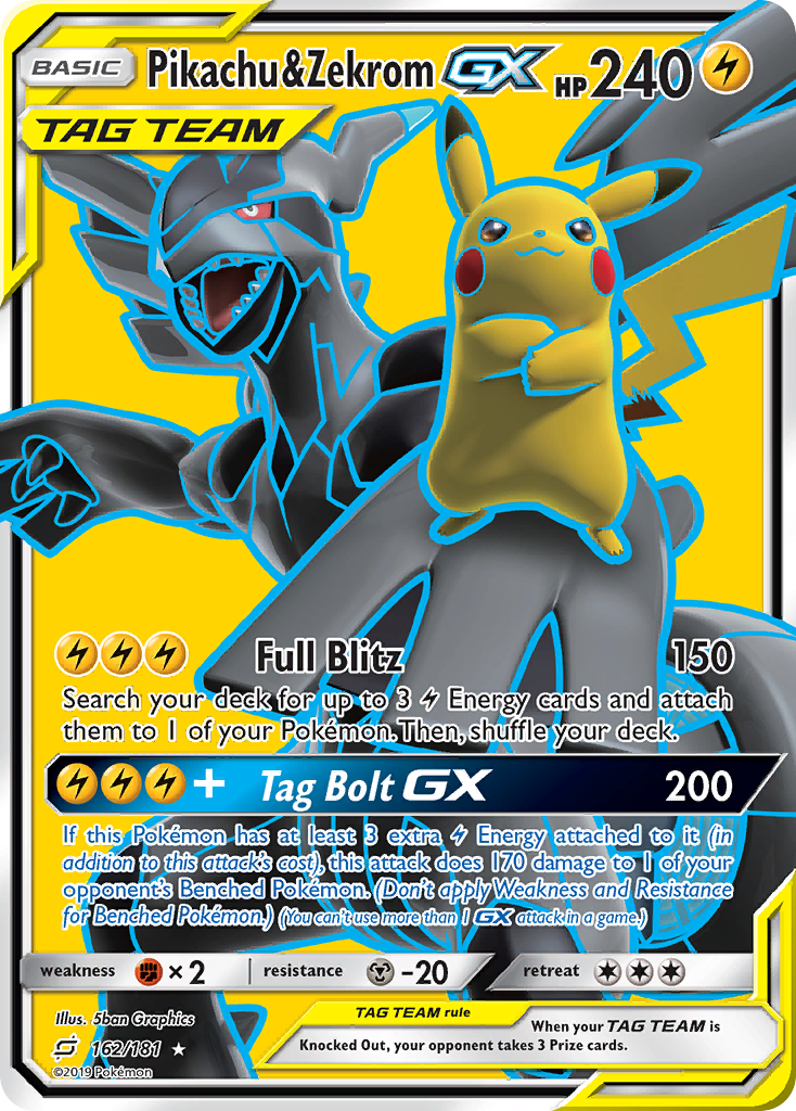 Pikachu Zekrom GX 162 Team Up 2019 Pokemon Card