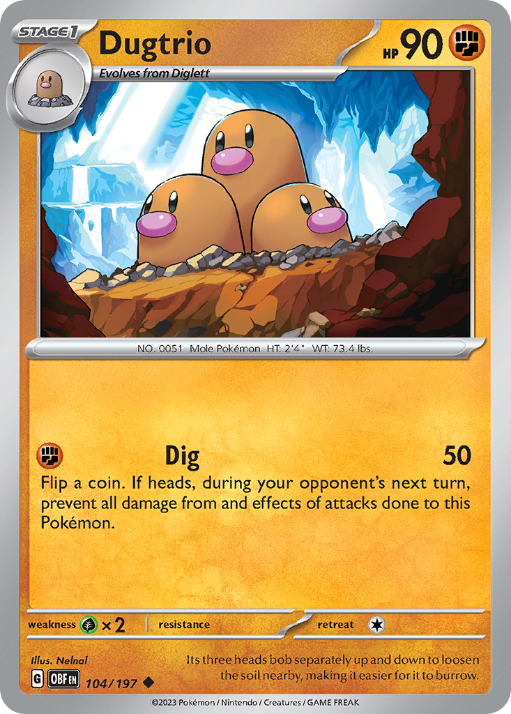 Dugtrio 104/197 Pokémon kaart