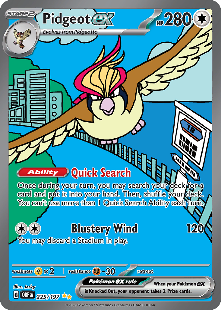 Pidgeot EX 225/197 Pokémon kaart