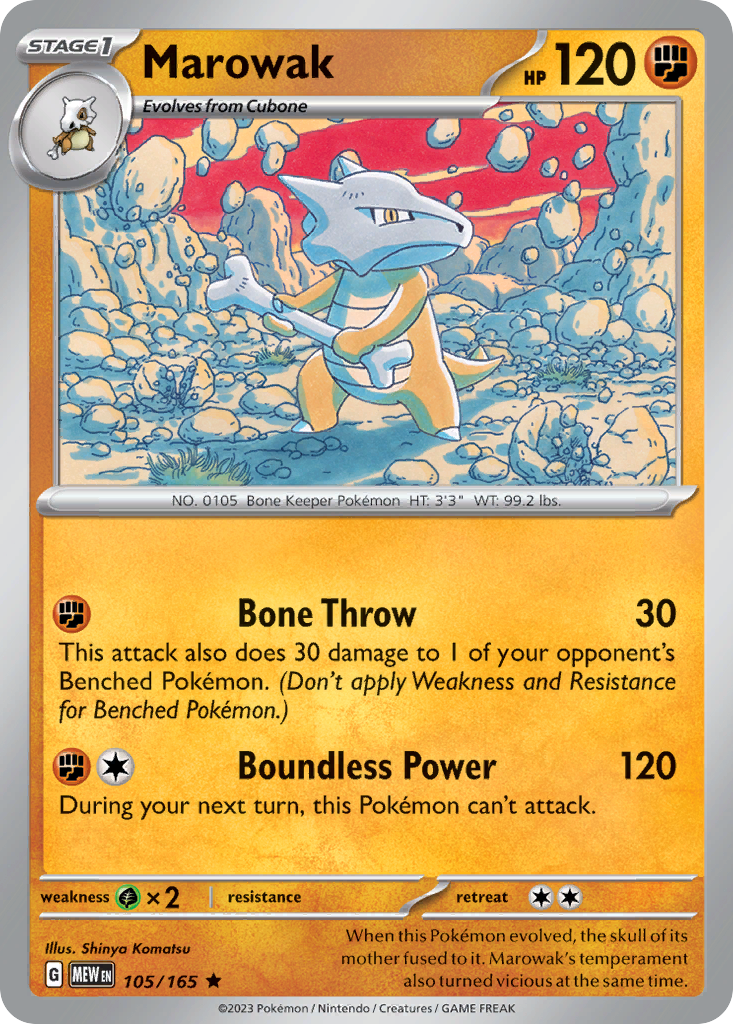 Marowak 105/165 Pokémon kaart