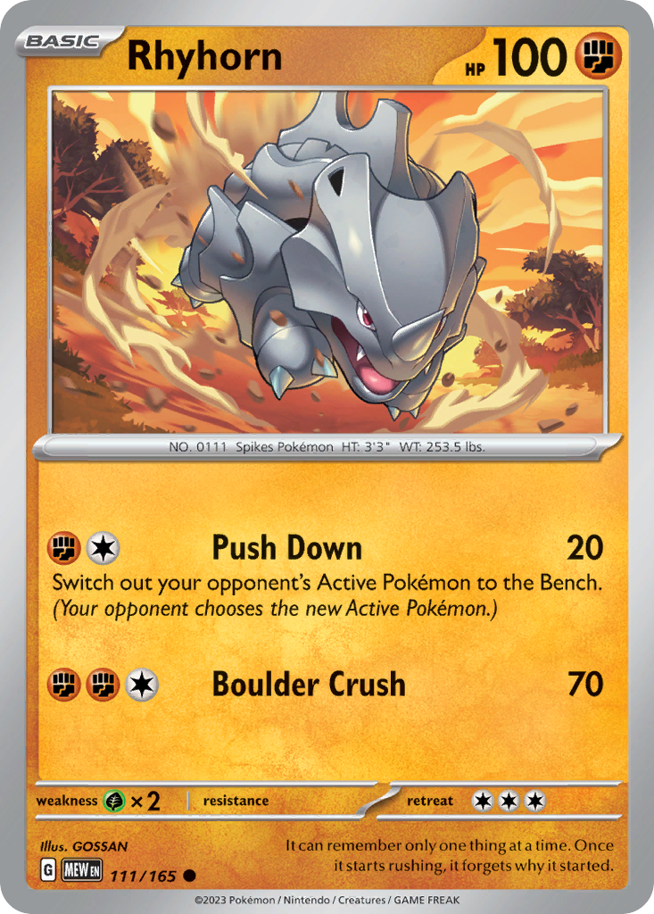 Rhyhorn 111/165 Pokémon kaart
