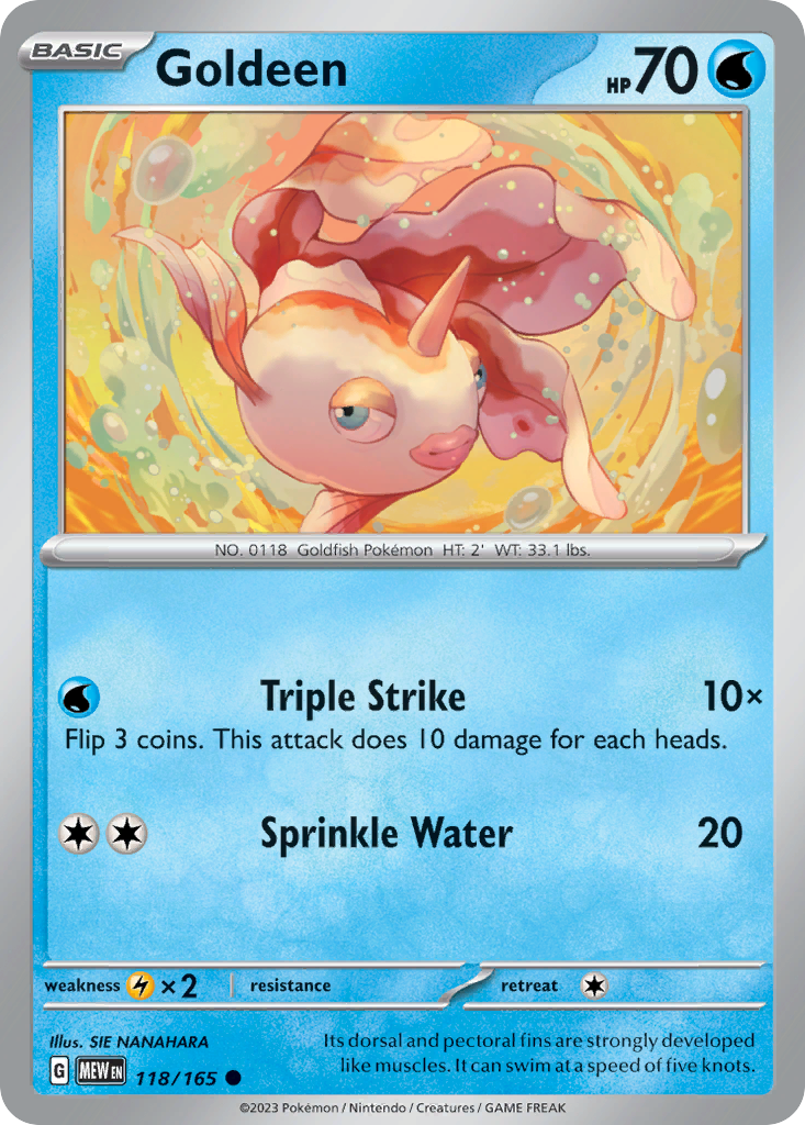 Goldeen 118/165 Pokémon kaart