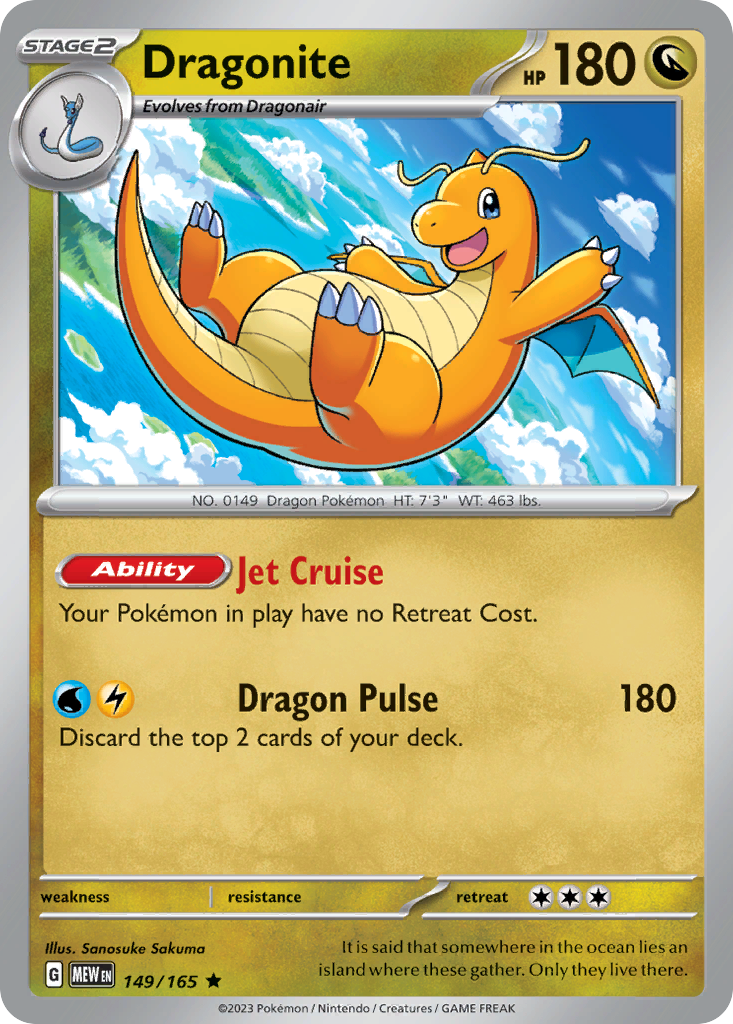 Dragonite 149/165 Pokémon kaart