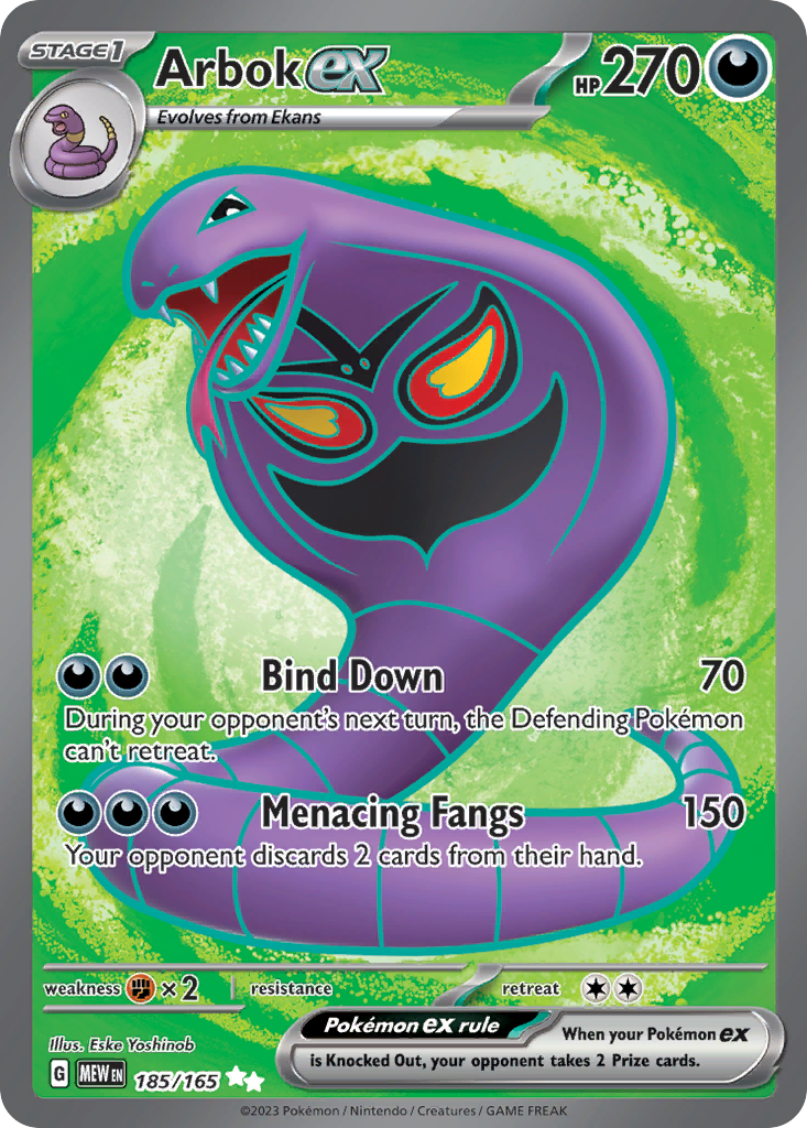 Arbok EX 185/165 Pokémon kaart
