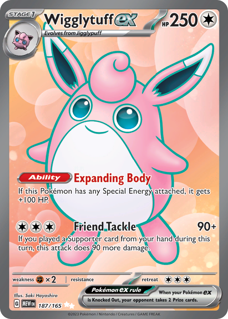Wigglytuff EX 187/165 Pokémon kaart