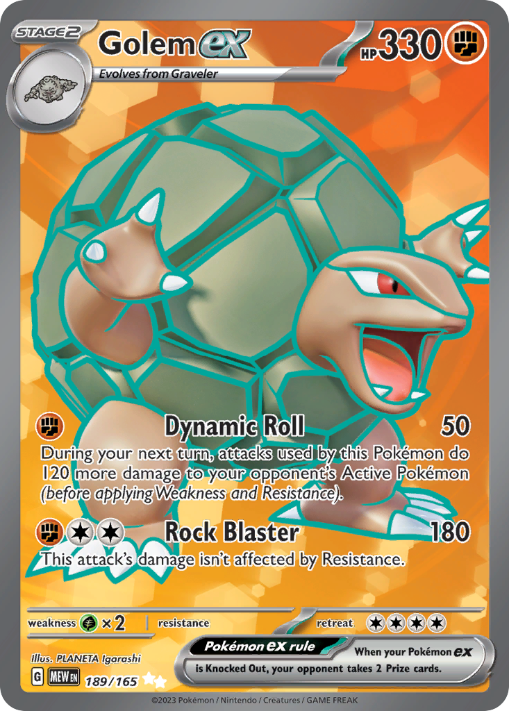 Golem EX 189/165 Pokémon kaart