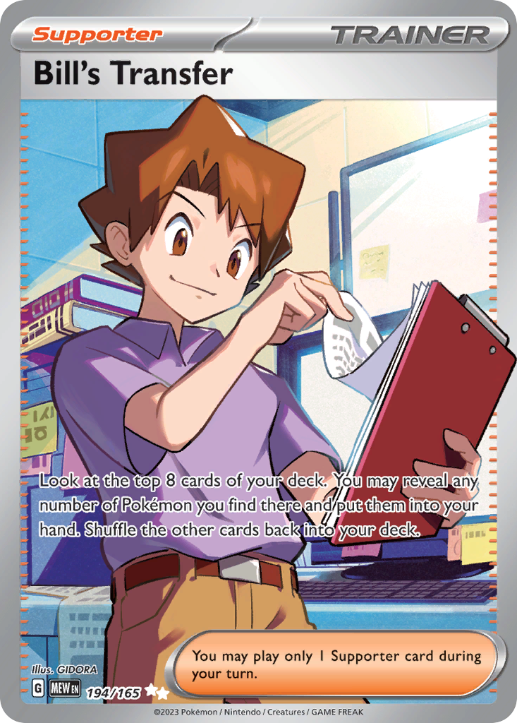 Bill’s Transfer 194/165 Pokémon kaart
