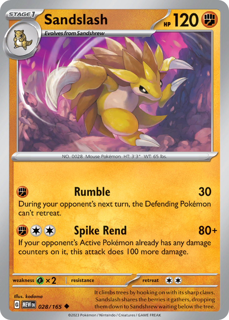 Sandslash 28/165 Pokémon kaart