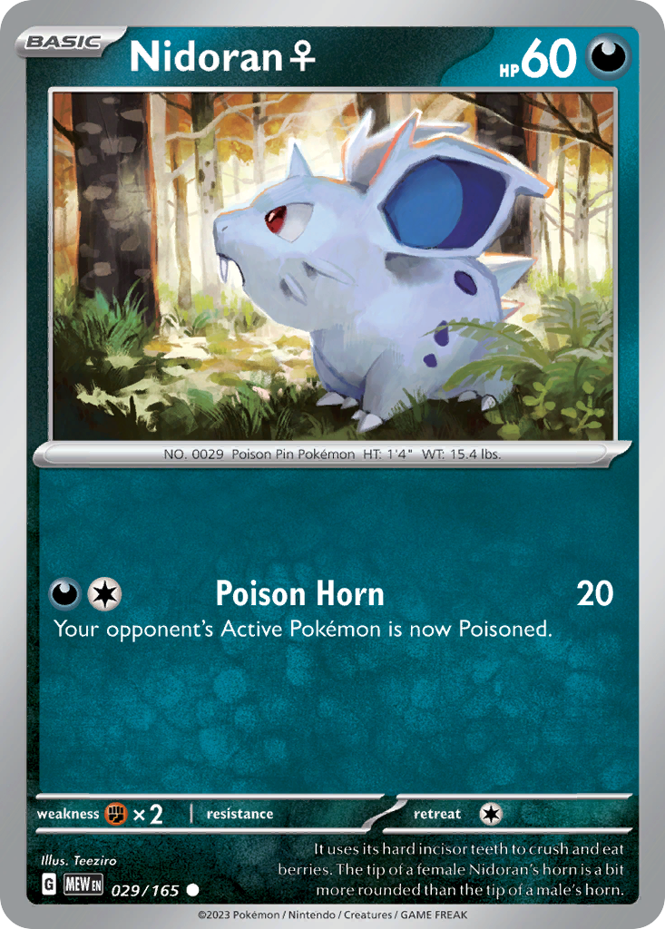 Nidoran 29/165 Pokémon kaart