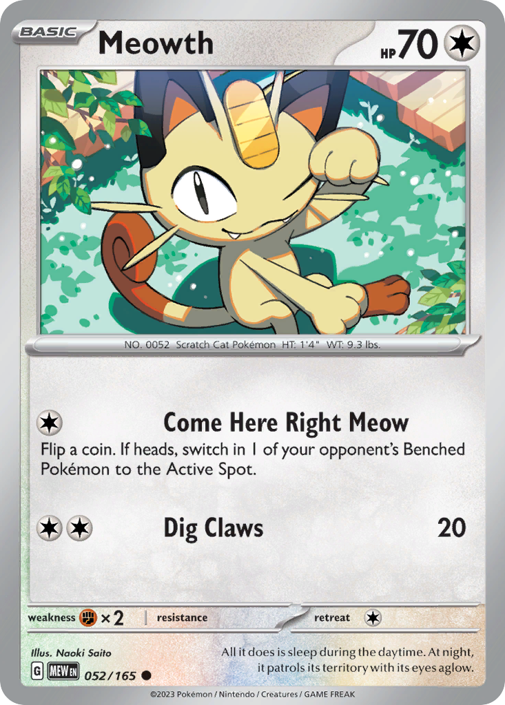 Meowth 52/165 Pokémon kaart