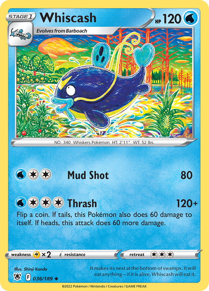 Whiscash 36/189 Pokémon kaart
