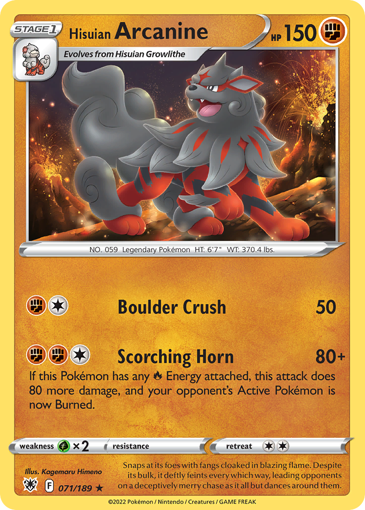 Hisuian Arcanine 71/189 Pokémon kaart