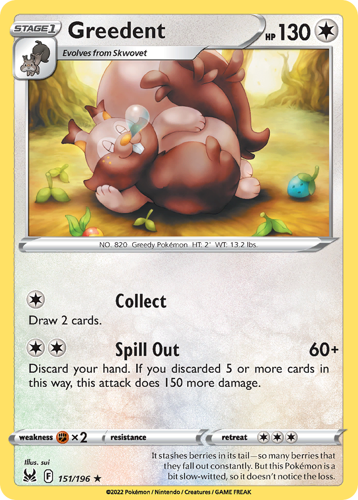 Greedent 151/196 [reversed holofoil] Pokémon kaart