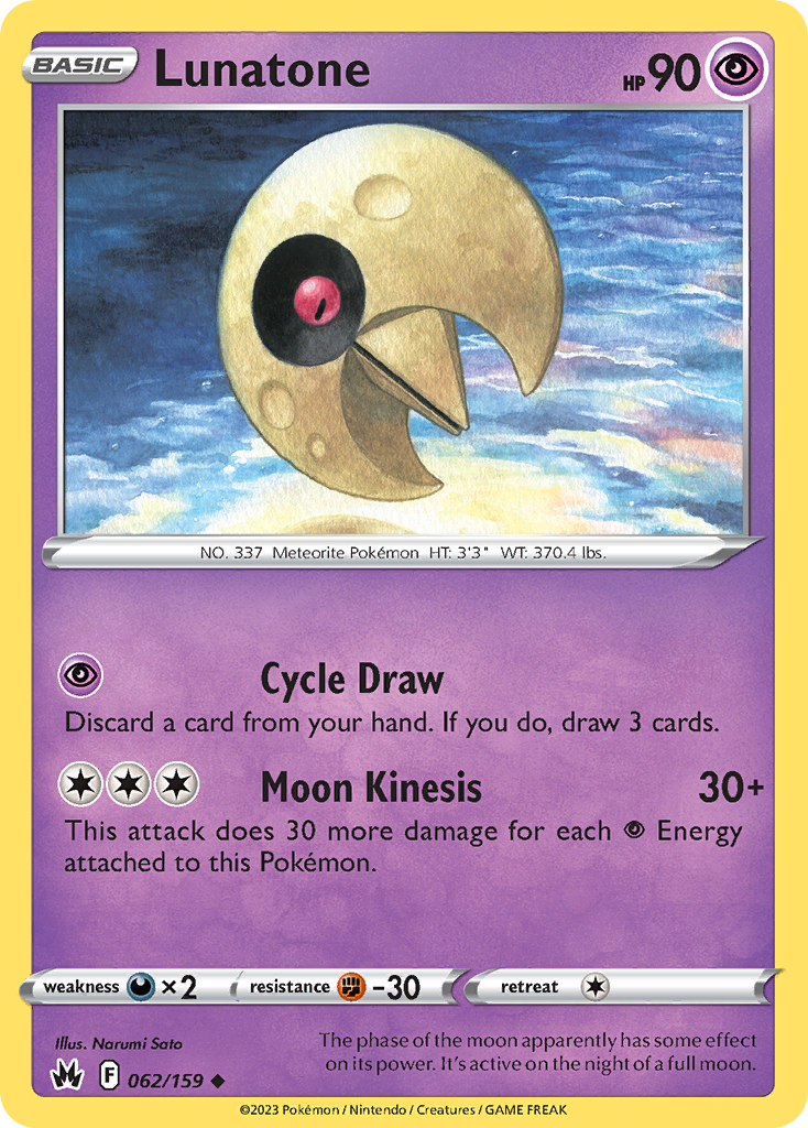 Lunatone 62/159 [reversed holofoil] Pokémon kaart