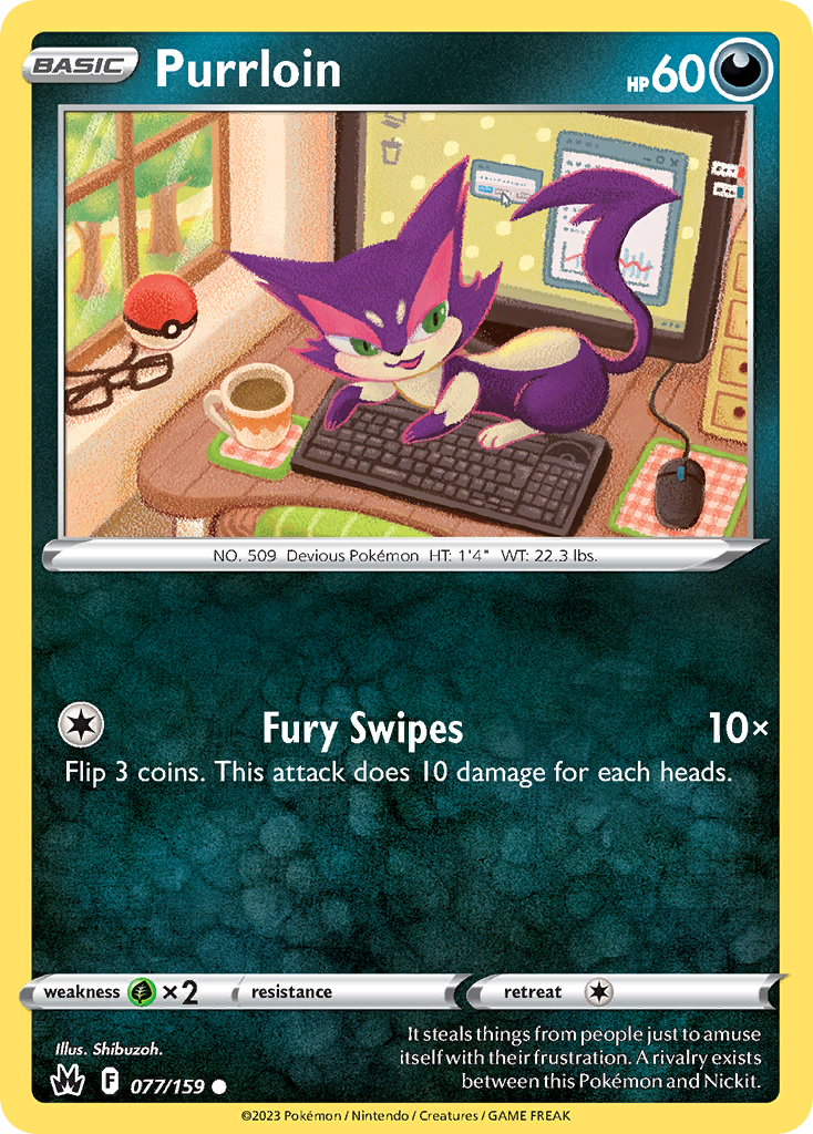 Purrloin 77/159 Pokémon kaart