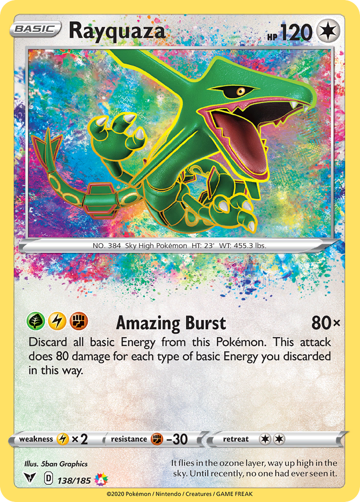 Holo Shiny Rayquaza / Custom Holographic Pokémon Card / V Card 