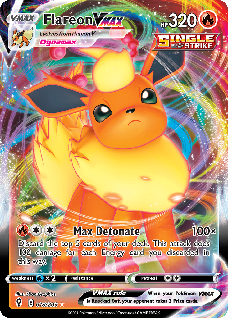 Flareon VMAX 18/203 Pokémon kaart