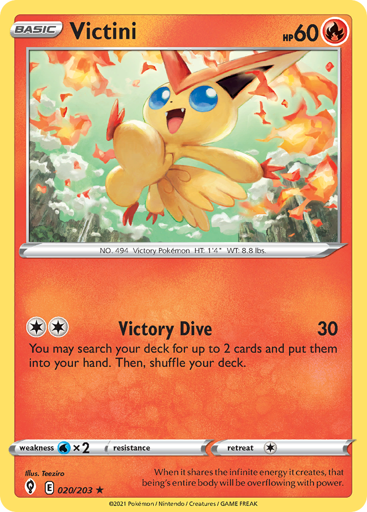 Victini 20/203 [reversed holofoil] Pokémon kaart