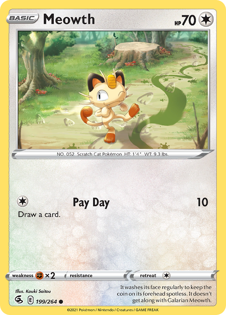 Meowth 199/264 Pokémon kaart