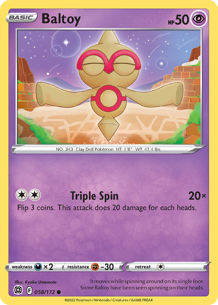 Baltoy 58/172 [reversed holofoil] Pokémon kaart