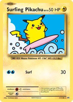Surfing Pikachu card for Evolutions