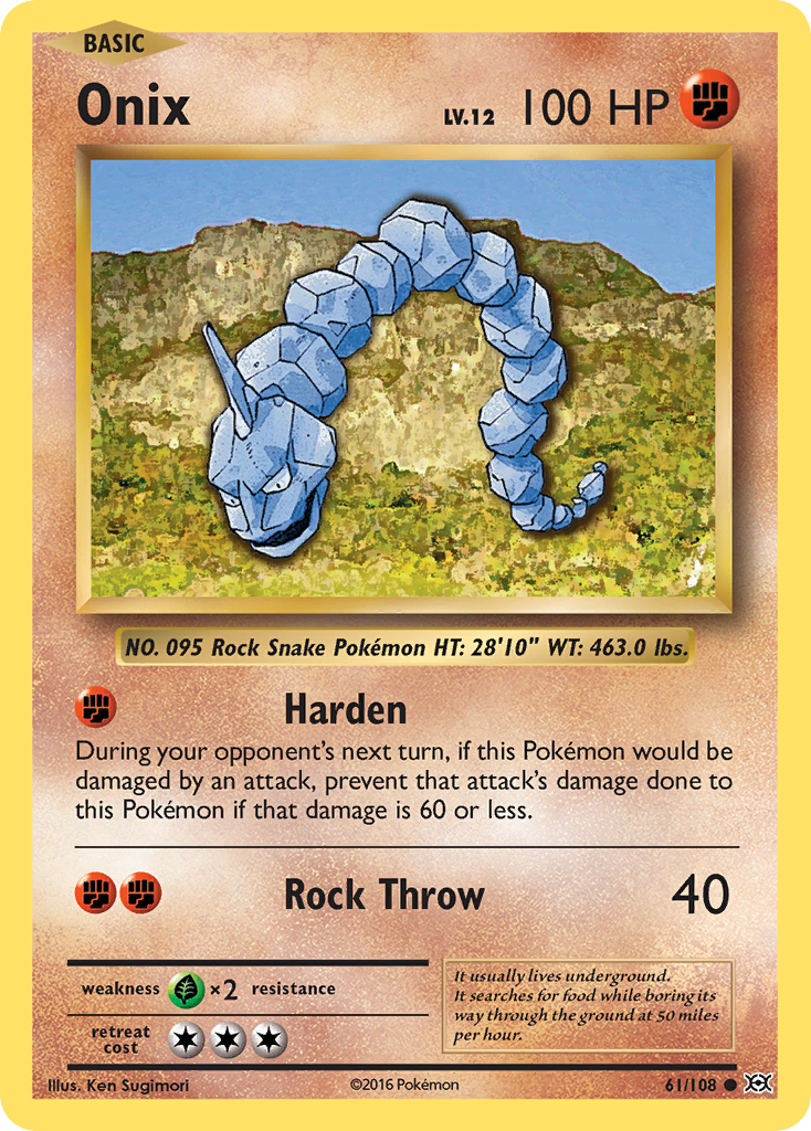 Onix 61 Evolutions 2016 Pokemon Card